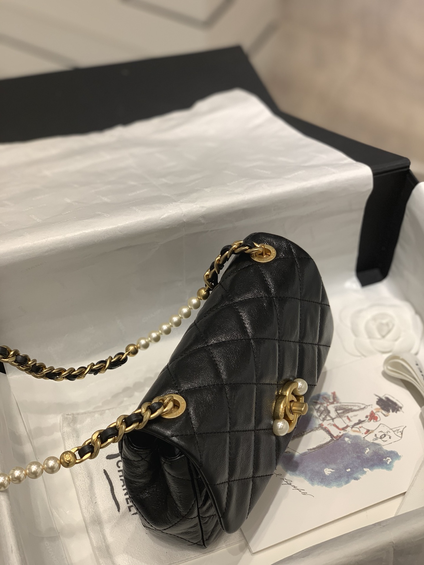 Chanel 2022cc 早春度假系列  全球抢爆走秀款珍珠包 原厂小牛皮 小号 20x13.5x5cm