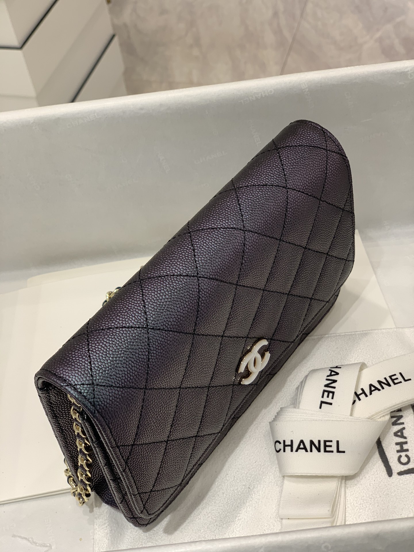 【按扣版】 Chanel Woc 新款变色woc 珠光皮 顶级皮料五金 19.5-13-3.5cm