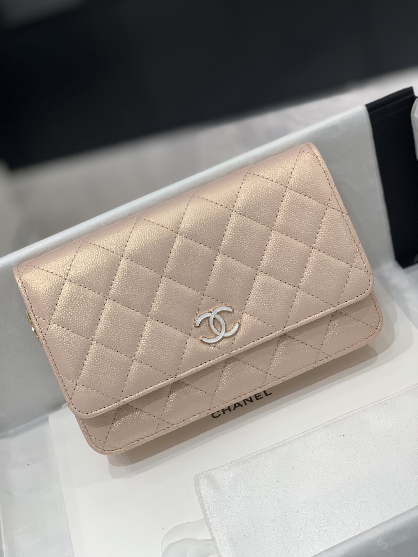Chanel 21S Pink Pearl WOC Luxury Bags  Wallets on Carousell