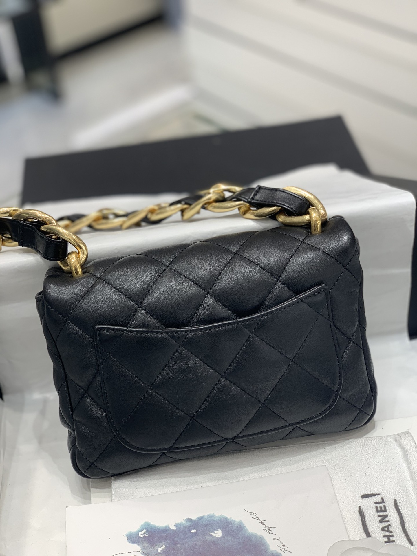 Chanel22s粗链条cf腋下包 小号 小羊皮+复古金yyds mini尺寸 13-17-6cm 小号尺寸17-21-6cm