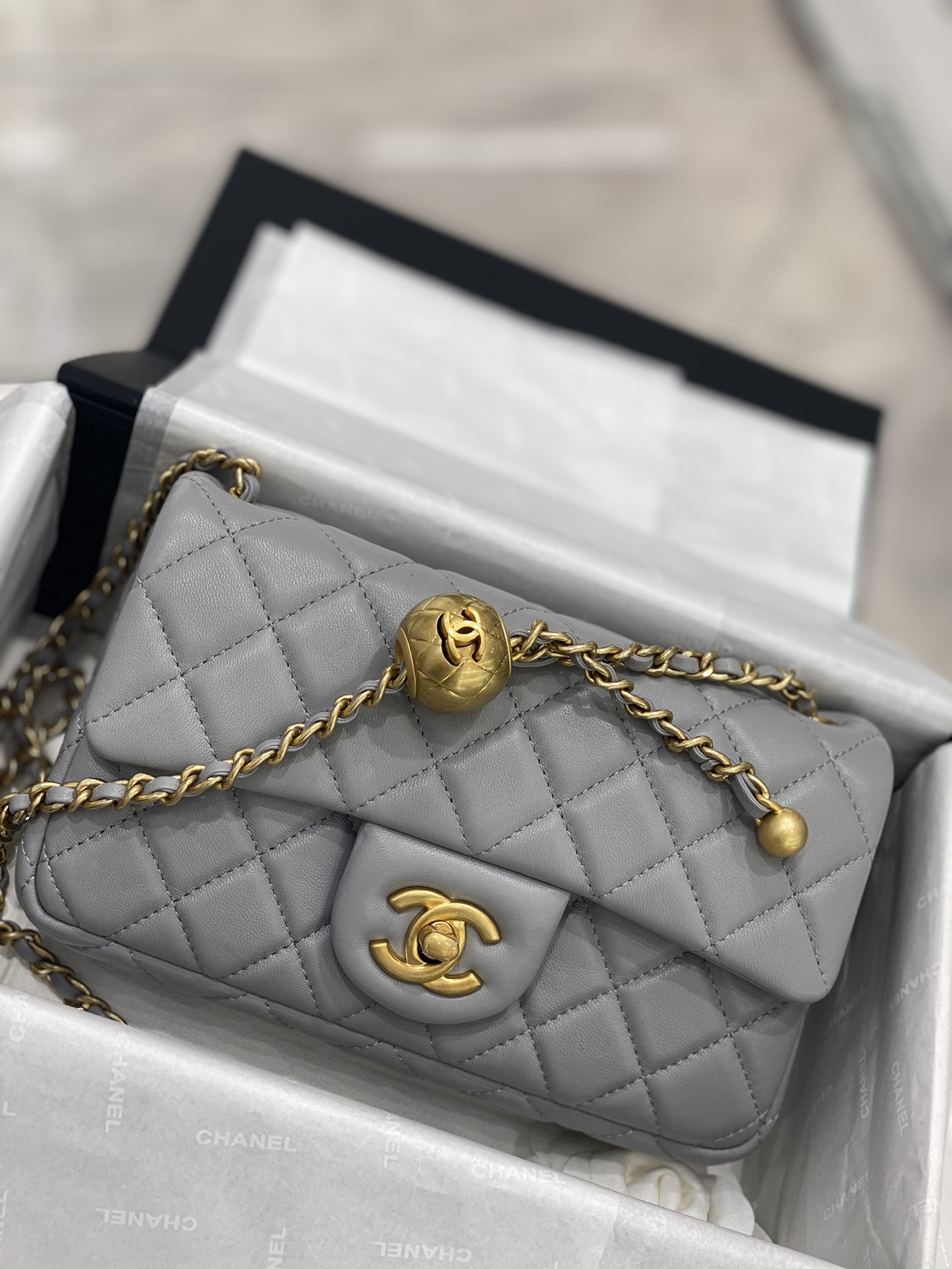 chanel  升级版带芯片进化版 小金球mini cf 最新颜色→ 灰色 小金属圆球 3x20x7