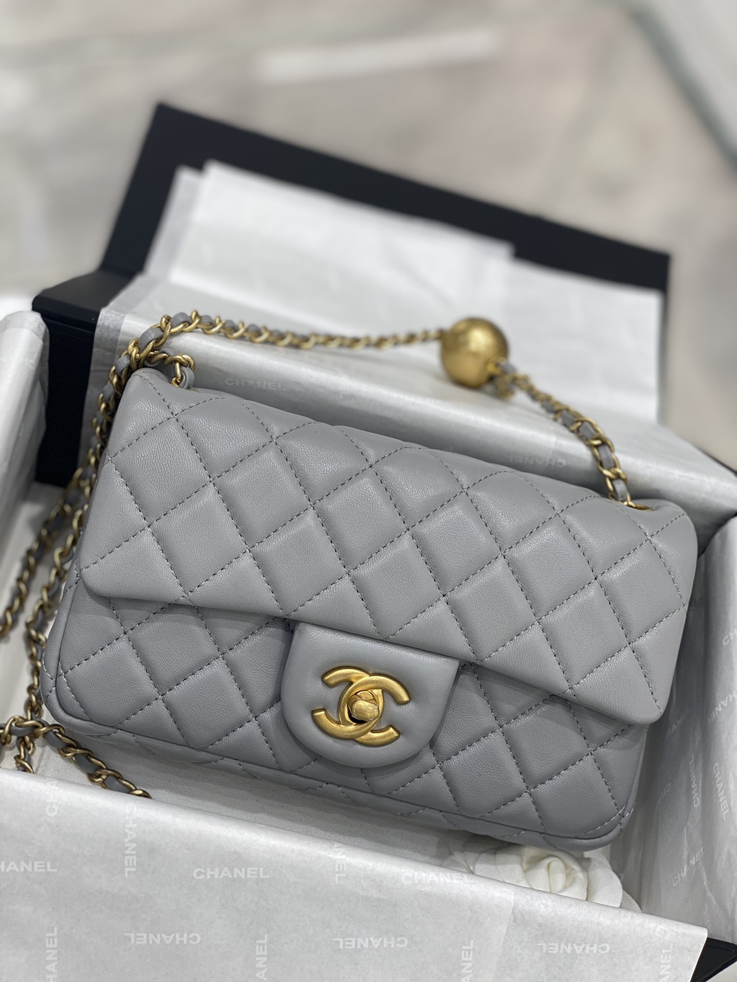 chanel  升级版带芯片进化版 小金球mini cf 最新颜色→ 灰色 小金属圆球 3x20x7