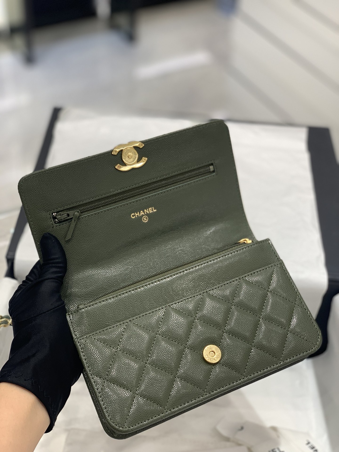 CHanel 22k秋冬新品 双链条手拎包系列woc发财包