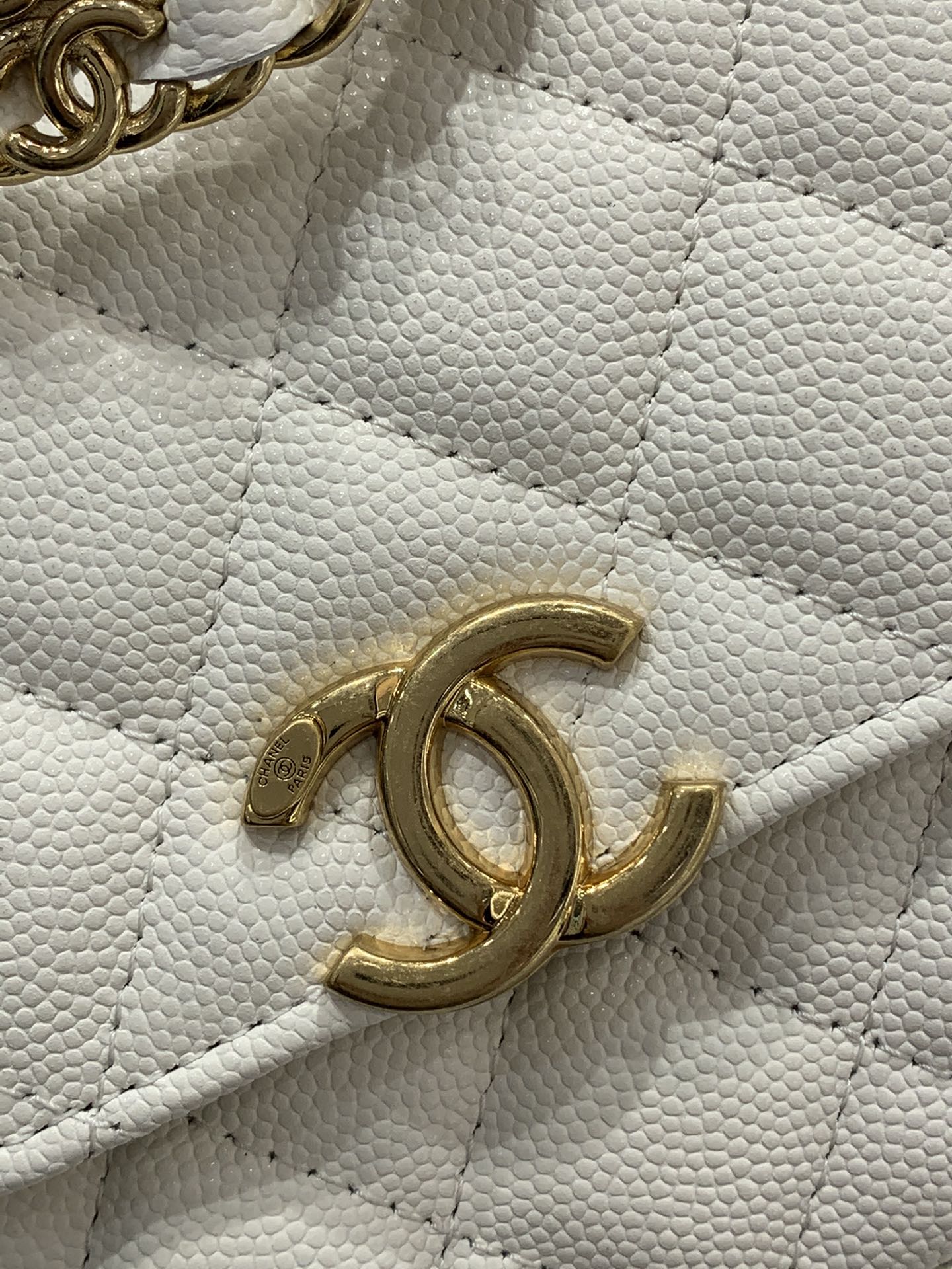 CHanel 22k秋冬新品 双链条手拎包系列trendy cc mini 新添双链条手柄桃鱼子酱牛皮 11-5.5-11cm