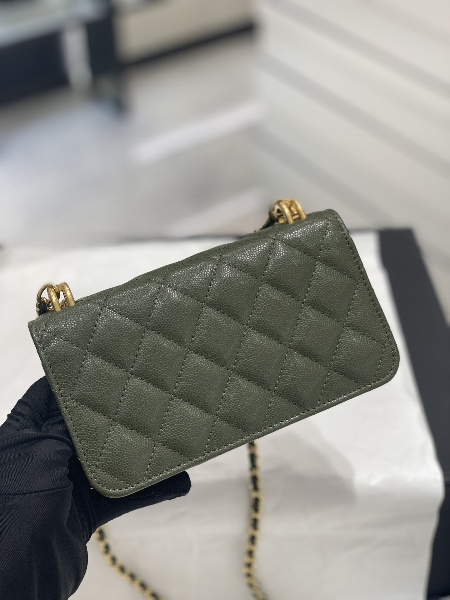 上新CHanel 22k秋冬新品 双链条手拎包系列mini-woc/法棍手机包