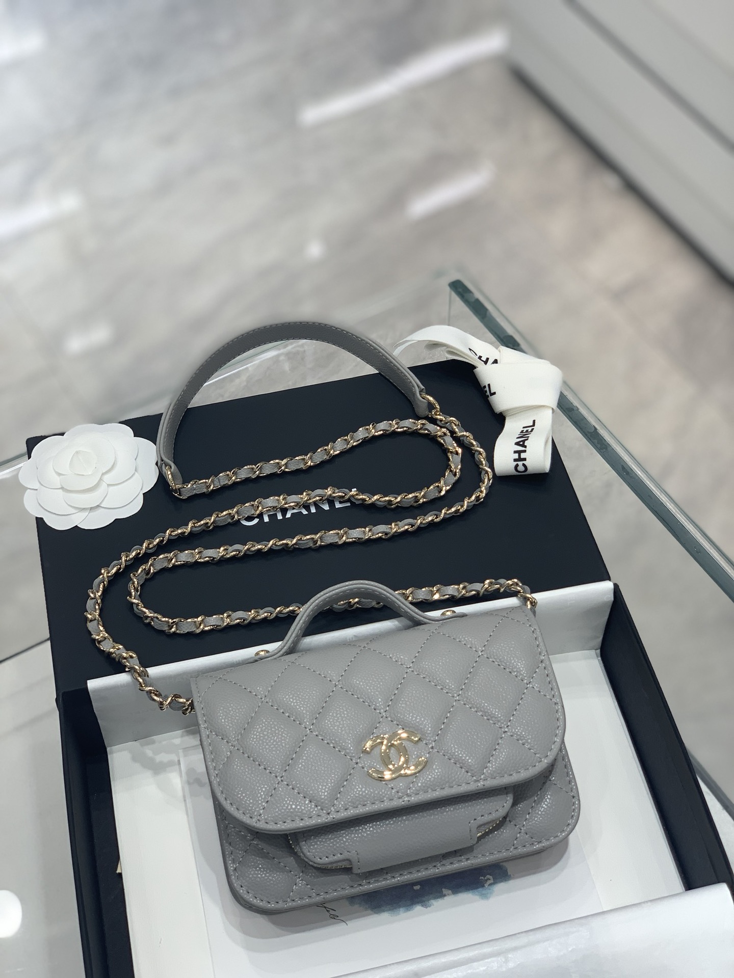 Chanel 香奈儿官网同步 邮差包mini号 荔枝牛皮 15*10.5*5cm