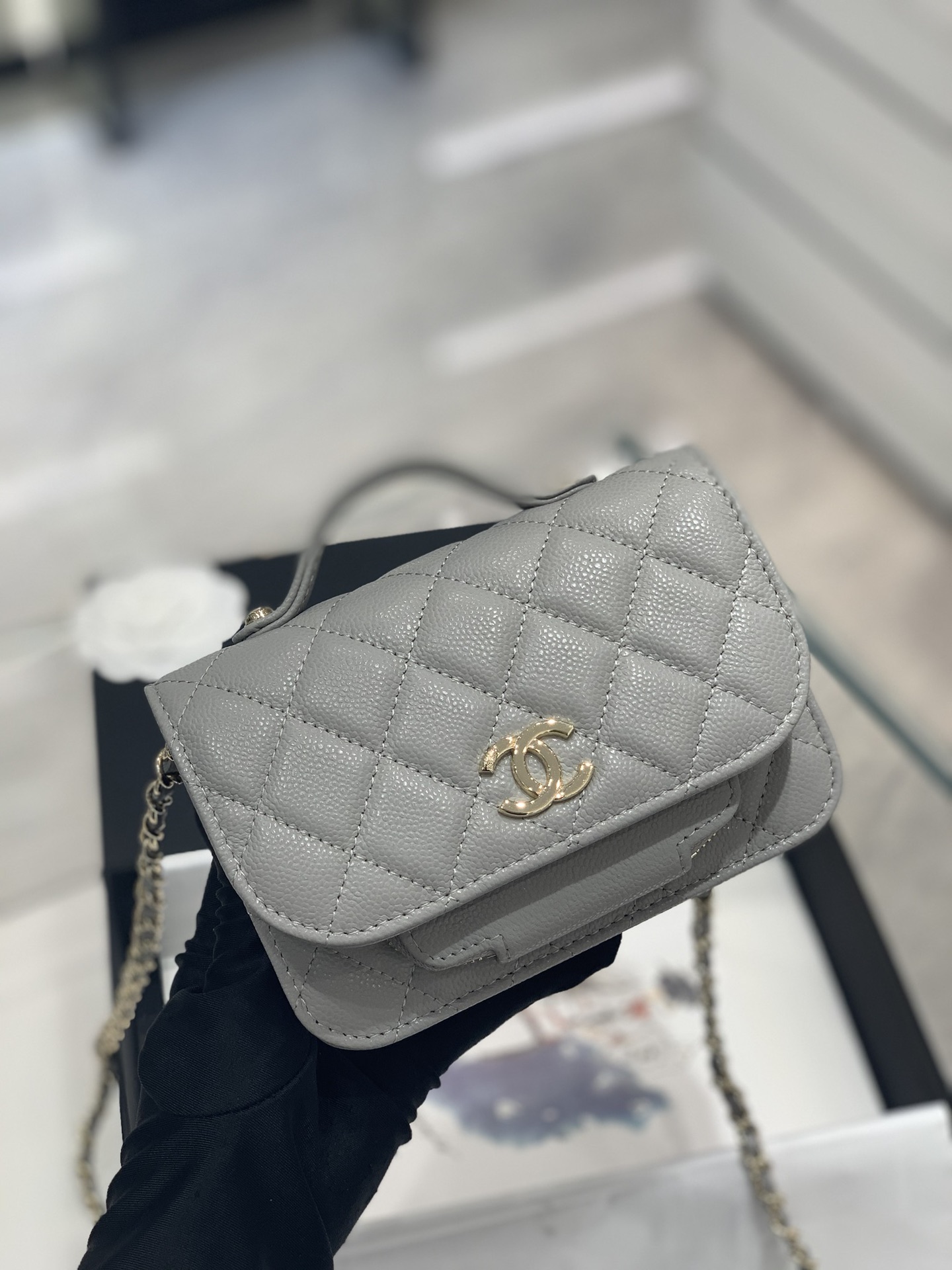 Chanel 香奈儿官网同步 邮差包mini号 荔枝牛皮 15*10.5*5cm