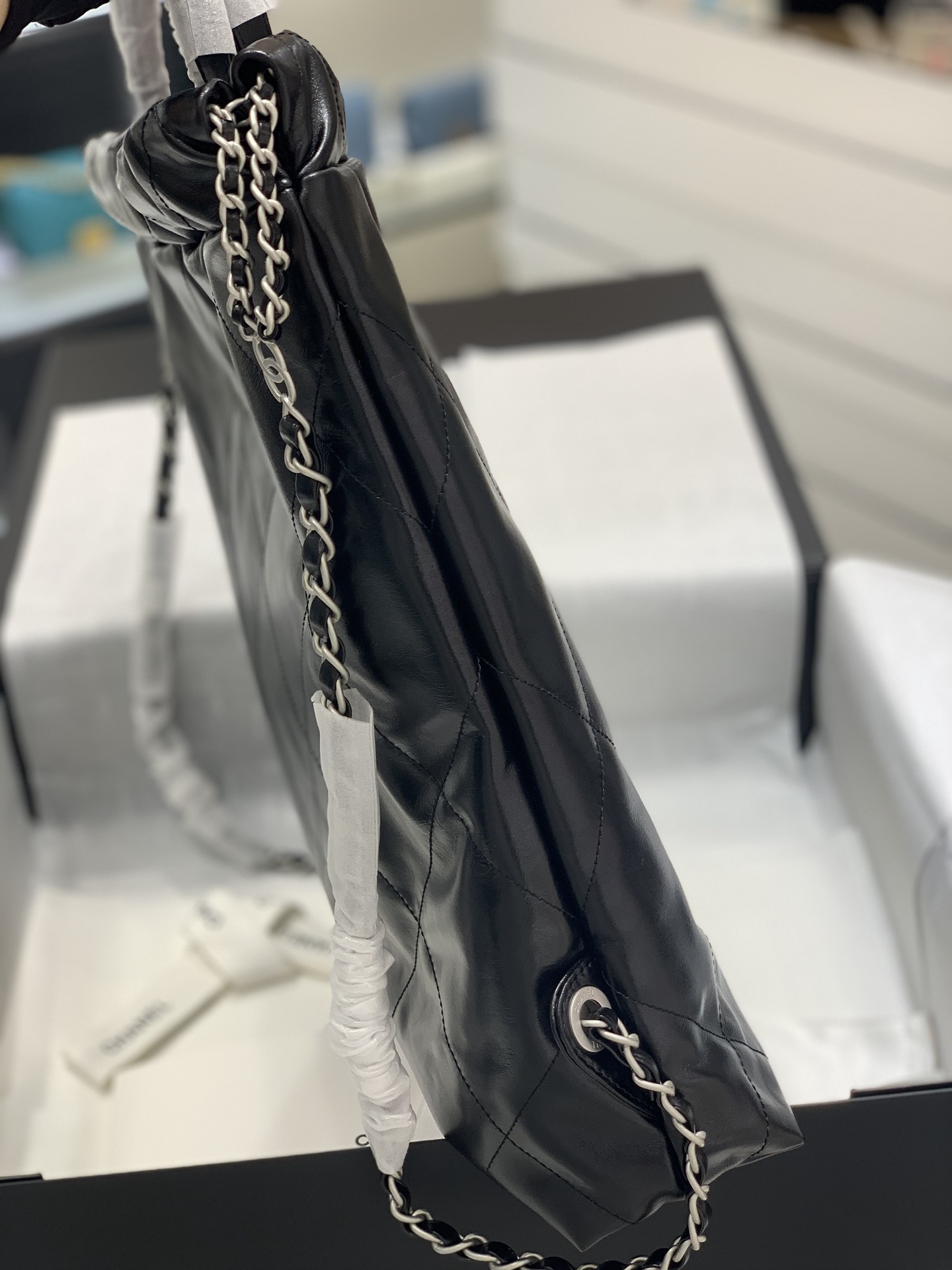 CHANEL 22S22bag双肩包 黑色银扣 垃圾袋背包 超大容量 51cm