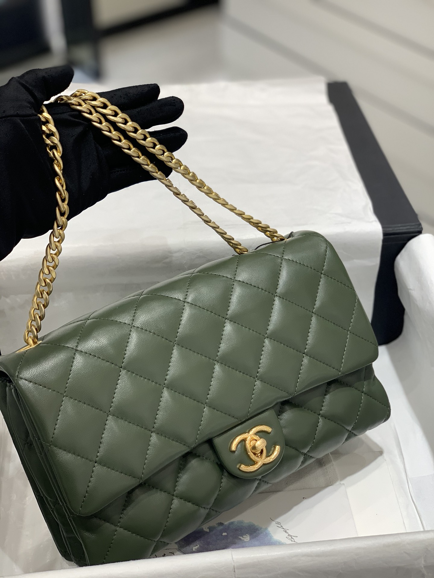 Chanel 新款️22k 荔枝牛皮方胖子大号 容量更大更实用 haas荔枝牛皮 23cm