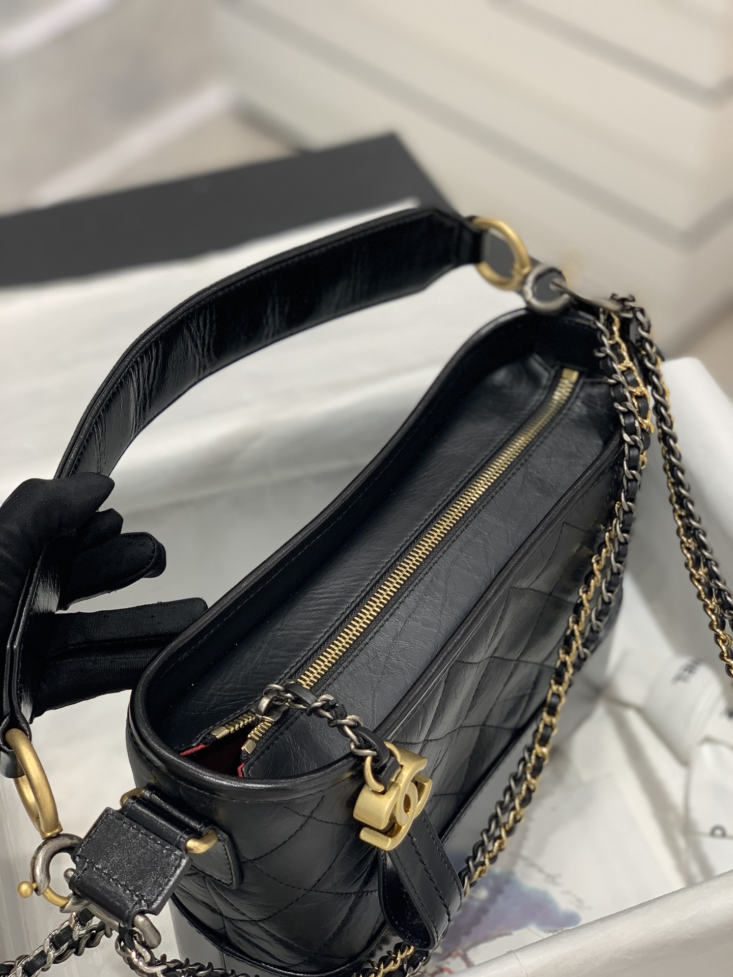 Chanel升级版带芯片 2020春夏新Gabrielle手柄流浪包 宽handle 拼色字母五金 中号25cm