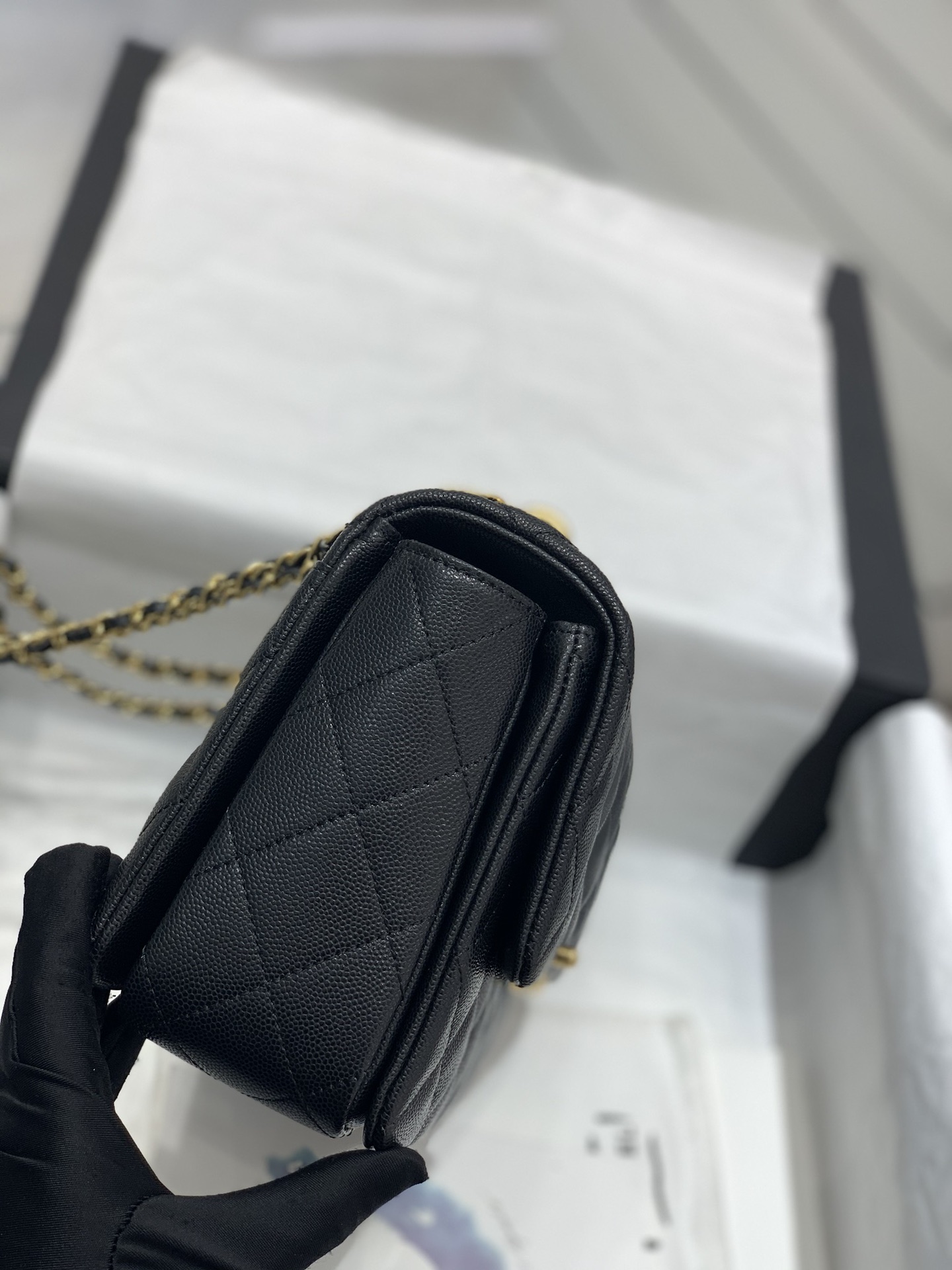 Chanel 新款️22k 荔枝牛皮方胖子大号 大容量 更实用 双排双c链 23cm