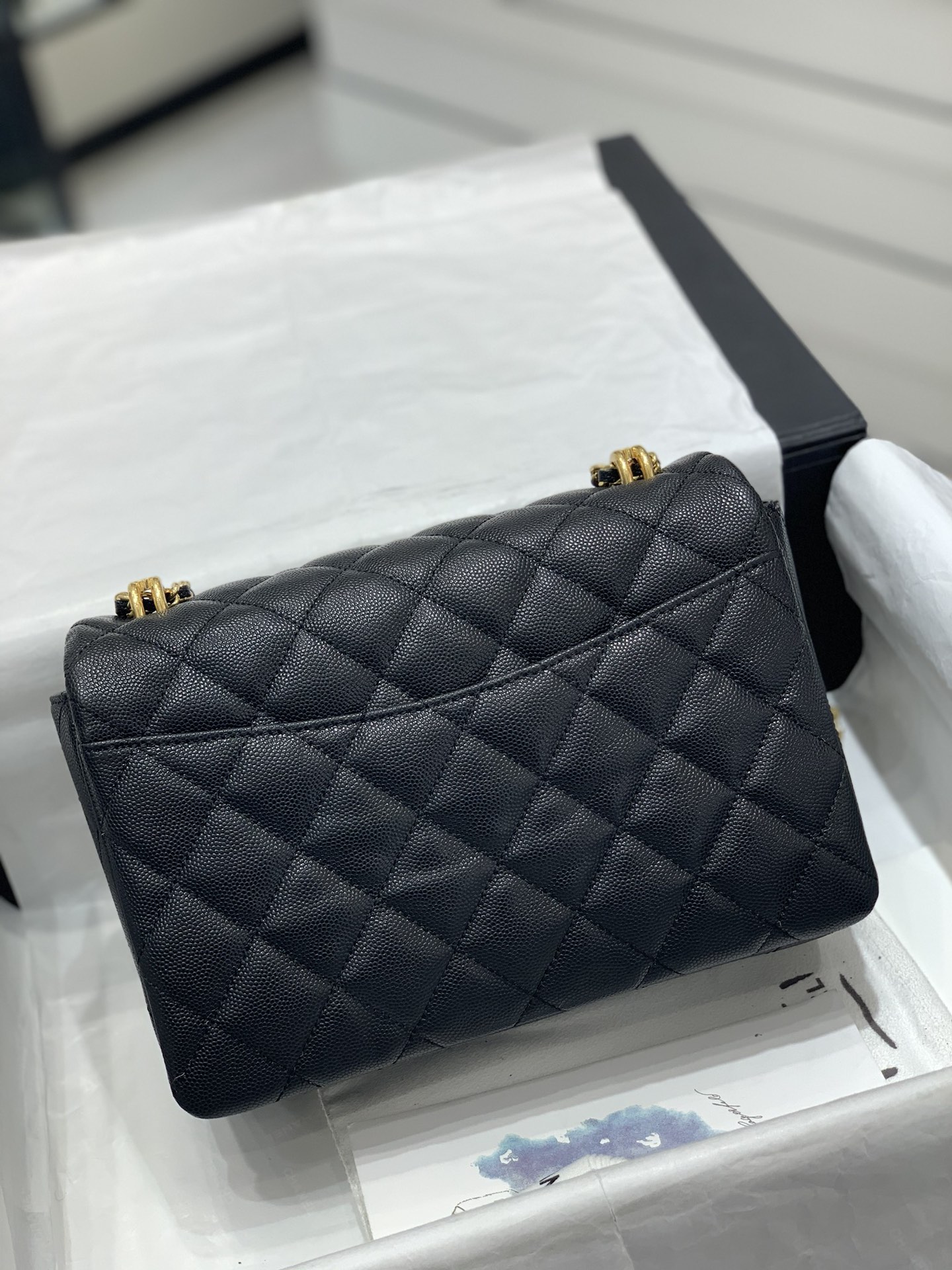 Chanel 新款️22k 荔枝牛皮方胖子大号 大容量 更实用 双排双c链 23cm