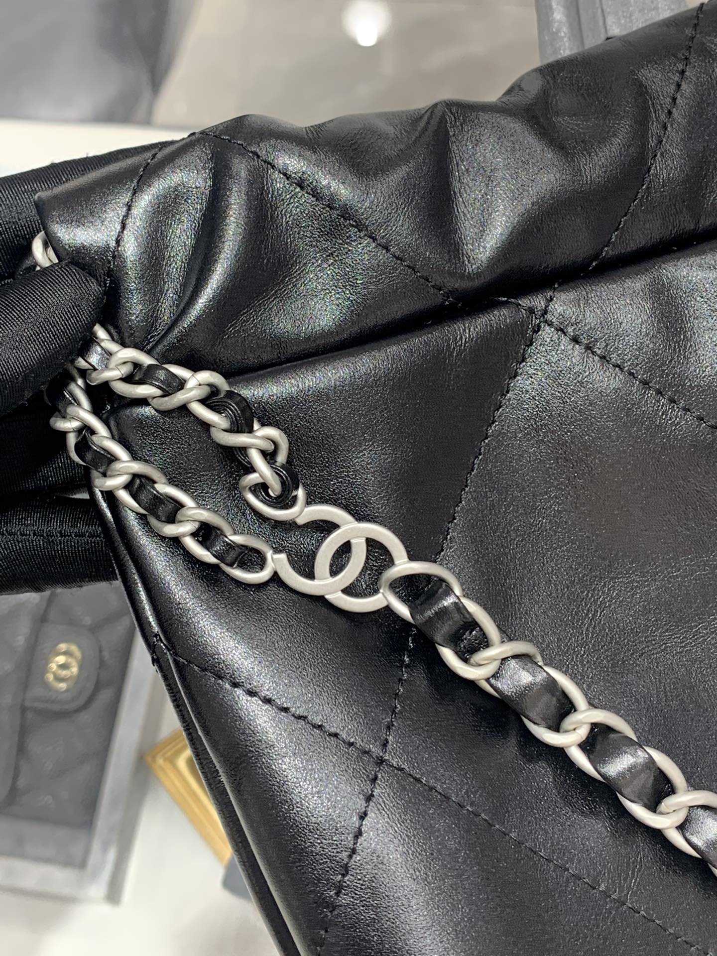 CHANEL 22S22bag双肩包 黑色银扣 垃圾袋背包 超大容量 51cm